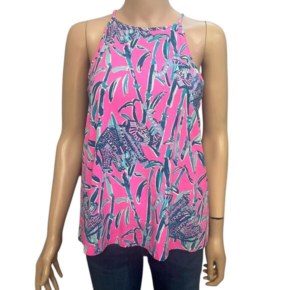 Lilly Pulitzer Tops - Lilly Pultizer Raylee Elephant Print Tank Top Colorful Vacation Jersey Knit